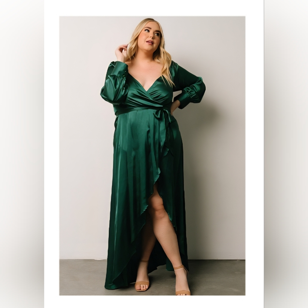 Baltic Born Rogue Tulip High Low Dress Small Hunter Green